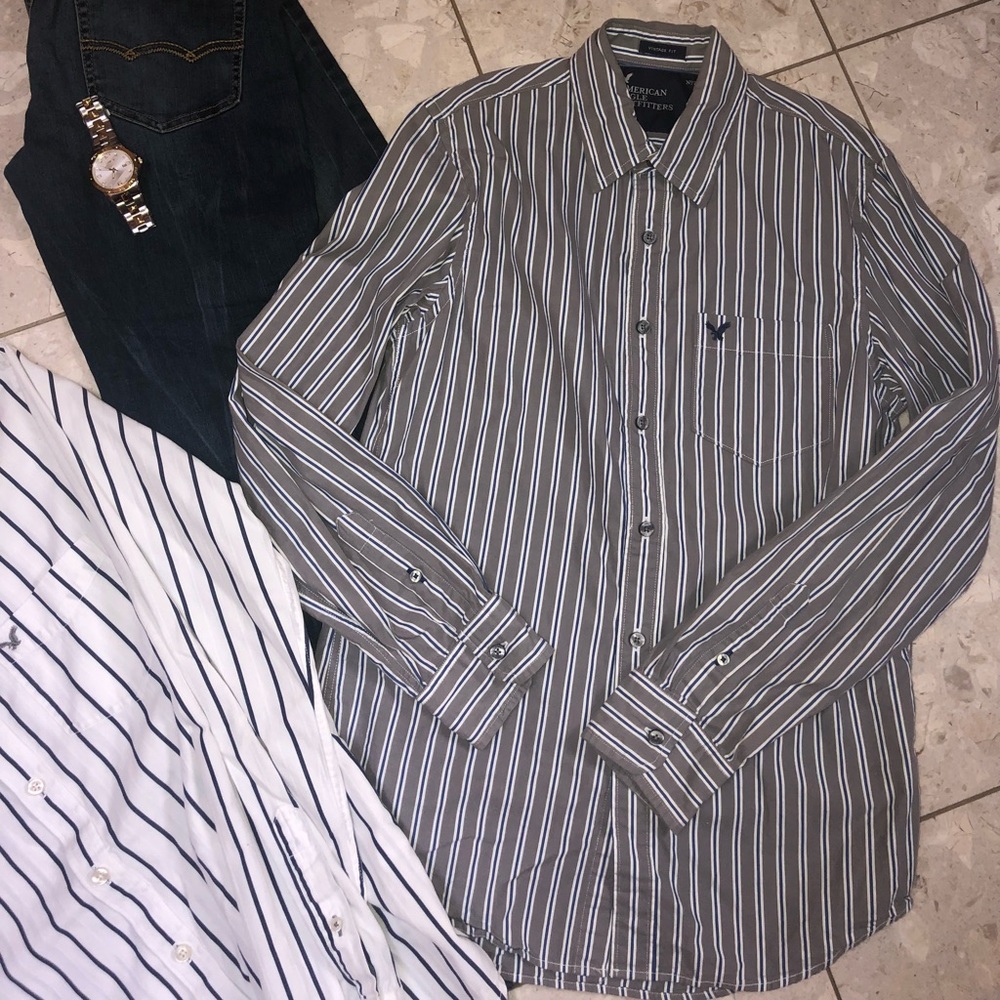 Two American Eagle Long Sleeve Button Down Shirts - image 3